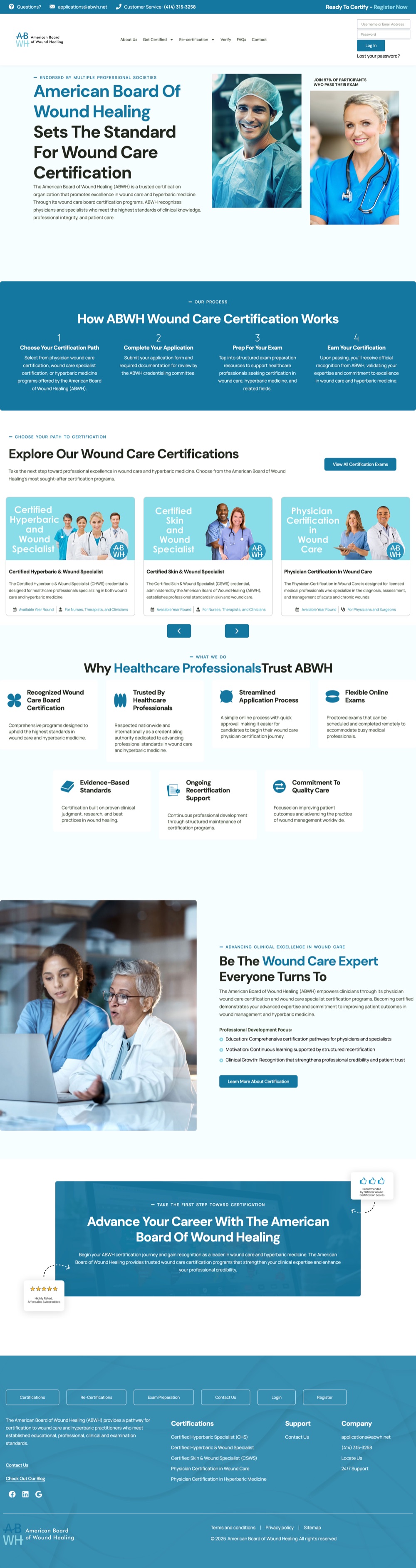 American Board of Wound Healing full homepage