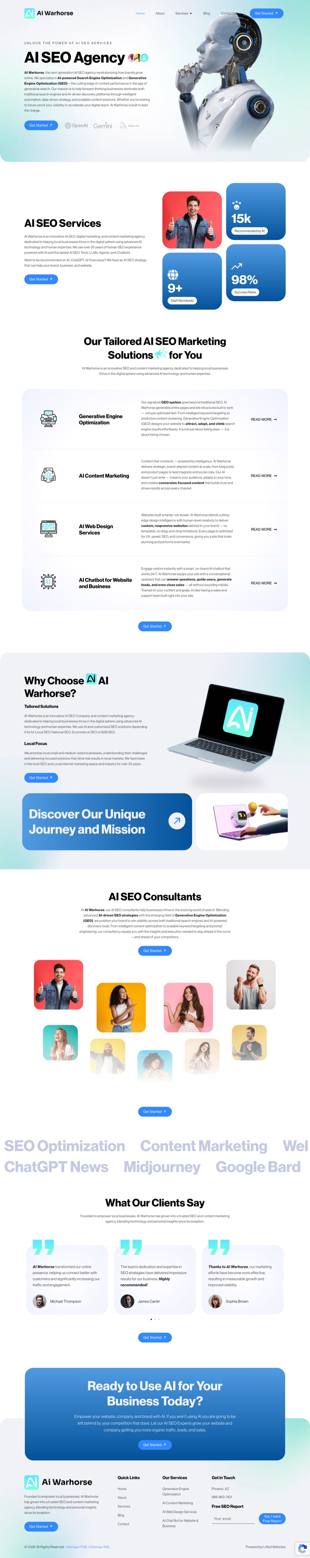 AI Warhorse Elementor website full homepage