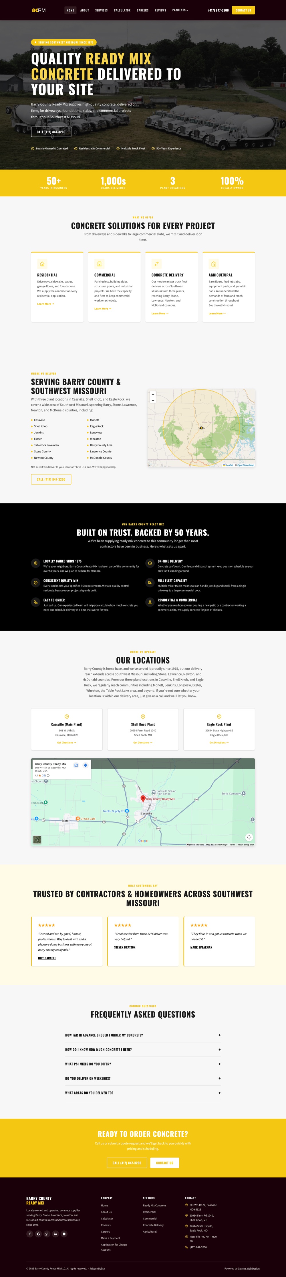 Barry County Ready Mix construction website full homepage