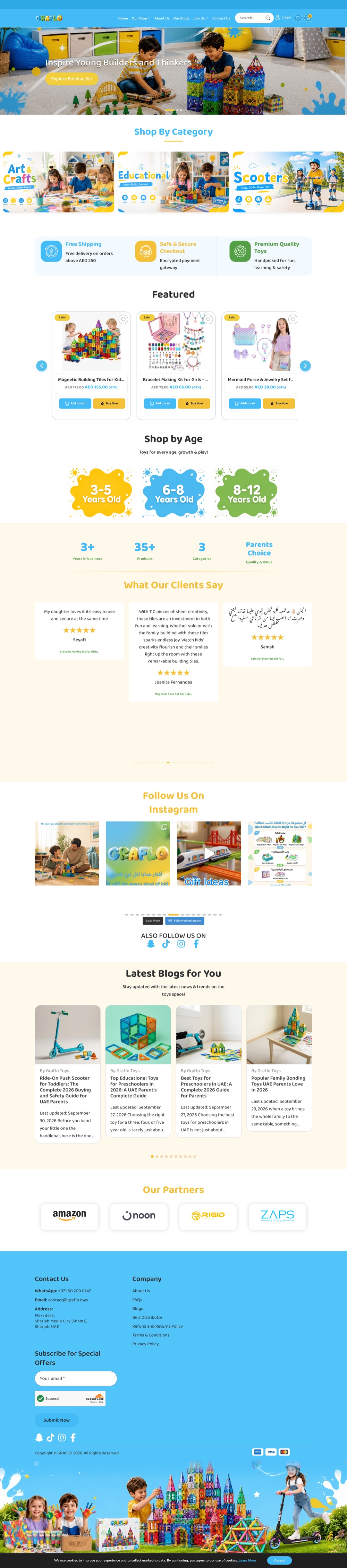 Graflo Toys educational toys store full homepage