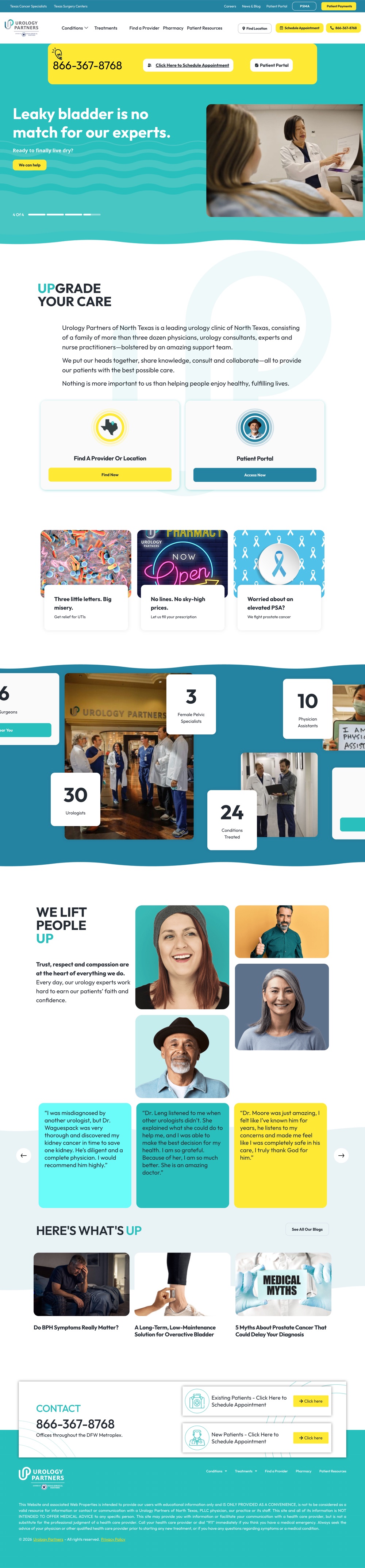 Urology Partners of North Texas full homepage